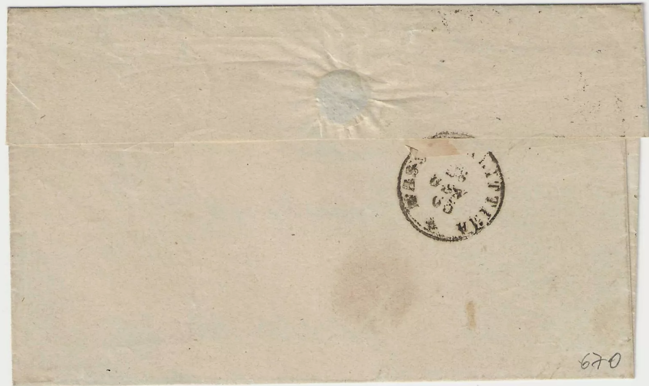 1863 Regno - 5 cent. De La Rue su piego per Massa Marittima annullo Follonica