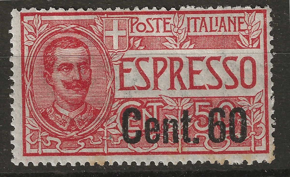 1922 Regno d'Italia - Francobollo per Espresso 60 su 50 c. rosso del 1920 soprastampato MH*