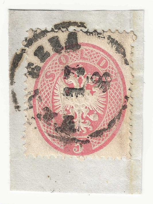 1863 Antichi Stati (Lombardo Veneto) - 5 s. rosa Stemma su frammento