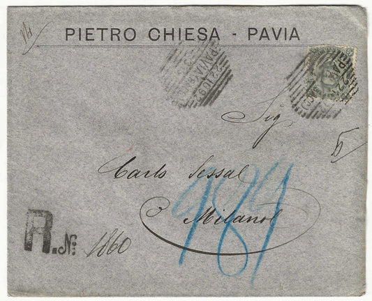 Regno d'Italia - Busta con 45 cent. oliva Umberto I 1889 per Milano