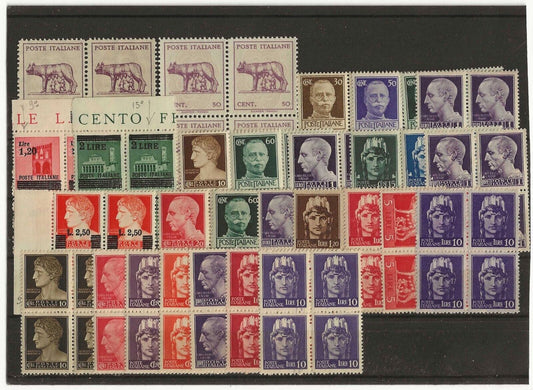 1943-45 Italia Luogotenenza - giro completo in quartine 29 val. MNH**