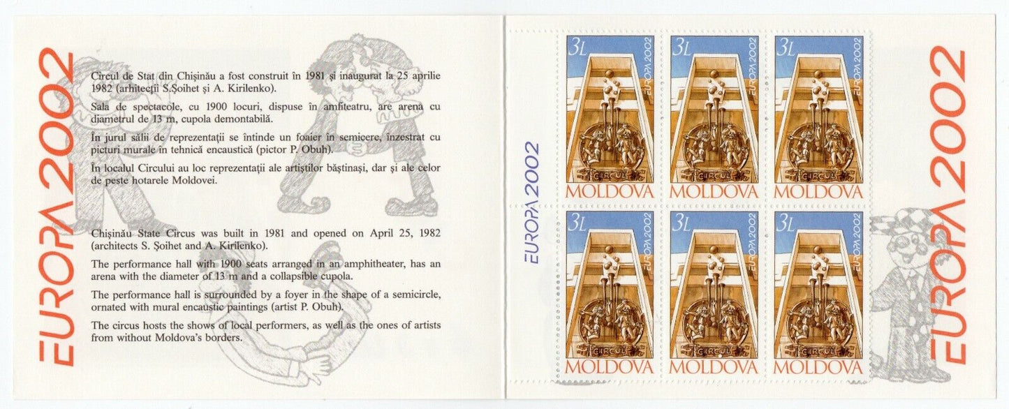 2002 - Europa CEPT (Moldavia) - il circo, libretto con minifoglio di 6 MNH**