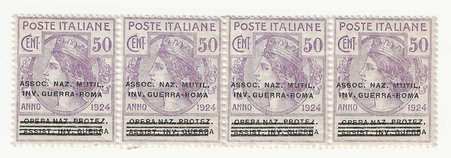 1924 Regno d'Italia - Enti Parastatali, striscia val. 50 cent. viola MNH**