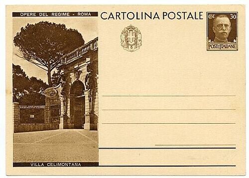 Regno d'Italia - Cartolina Postale Opere del Regime Villa Celimontana 1932 nuova