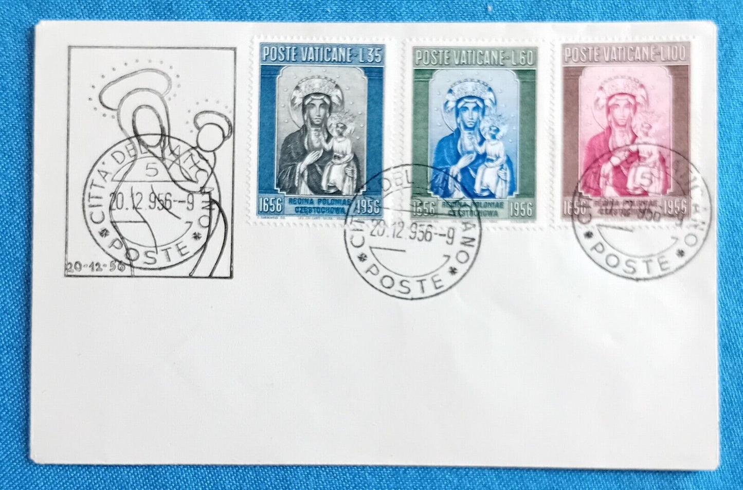 1956 Vaticano - In onore Madonna Nera, Busta FDC