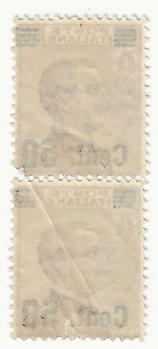 1923 Regno d'Italia - Vittorio Emanuele, Coppia 50 cent. su 55 cent. viola MNH**