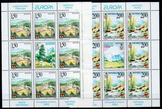 1999 - Europa CEPT (Bosnia serba) - Riserve e parchi naturali, 2 foglietti MNH**