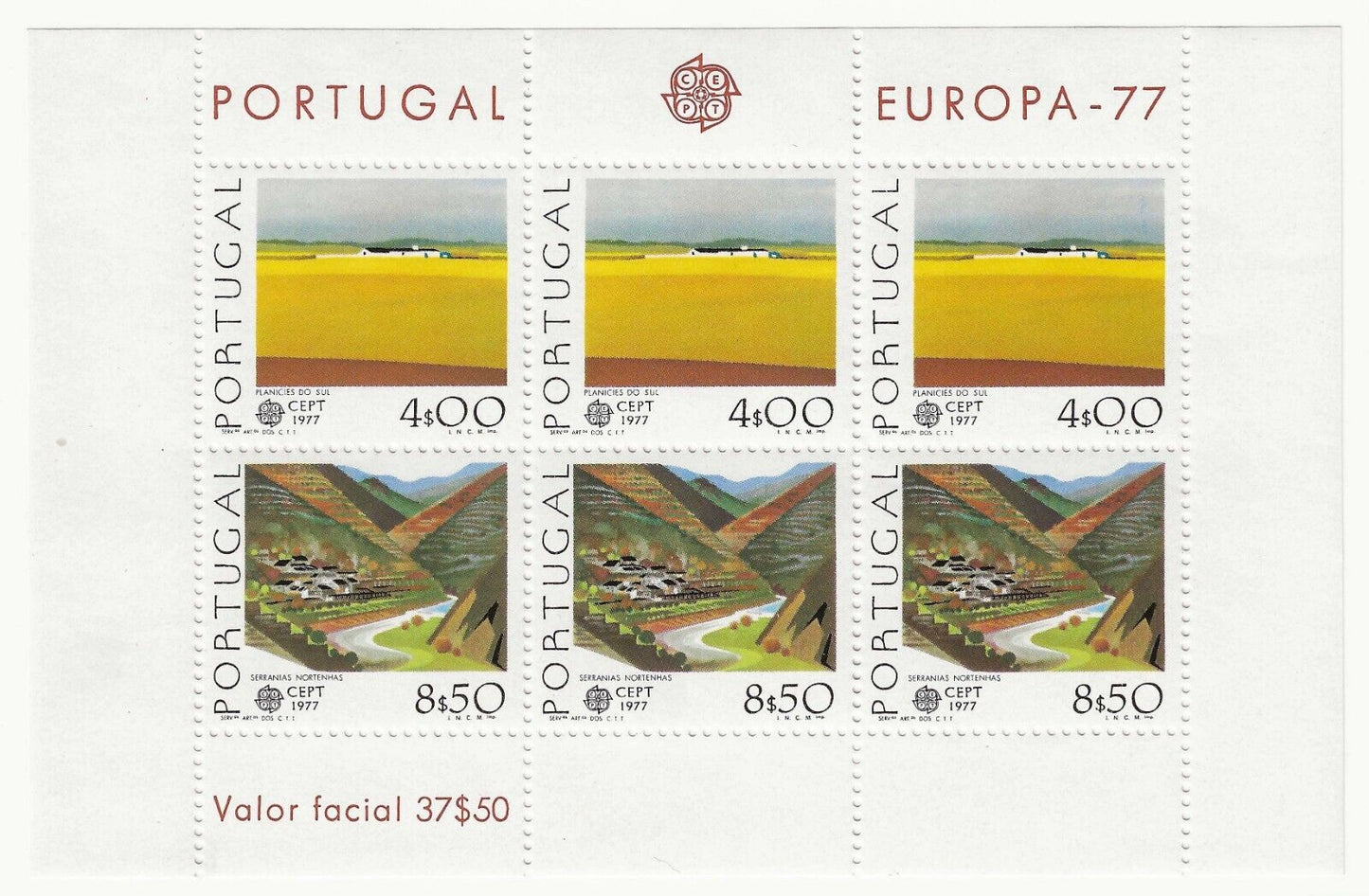 1977 Europa CEPT (Portogallo) - Turismo, foglietto tre serie MNH**