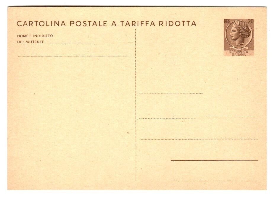 1967 Repubblica italiana - Cartolina postale 20 L. Siracusana nuova