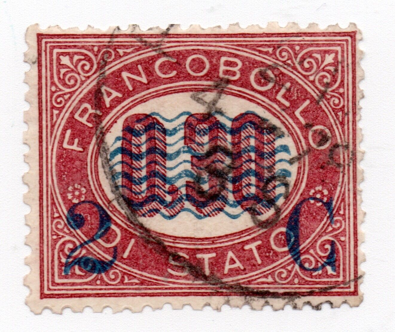 1878 - Regno d'Italia - 2 c. su 0,30 lacca usato