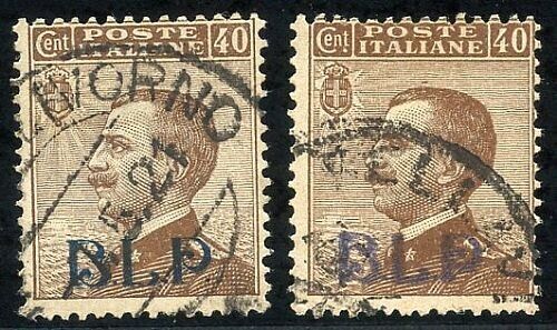 1921 Regno d'Italia - 40 cent. soprampati BLP I tipo Sassone 4 + 4B