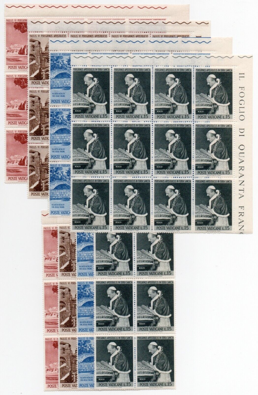 1964 - Città del Vaticano - Pellegrinaggio Paolo VI, 8 blocchi MNH**