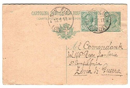 1908 Regno d'Italia - Cartolina Postale bilingue 5 + 10 cent. da San Fili