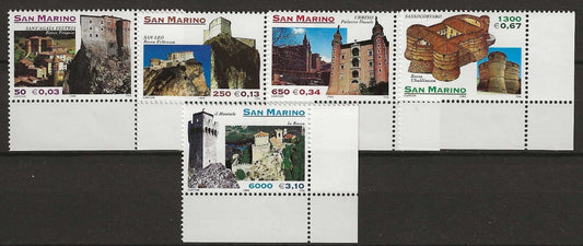 1998 Saint-Marin - Architecture de Montefeltro, série complète 5 valeurs MNH**