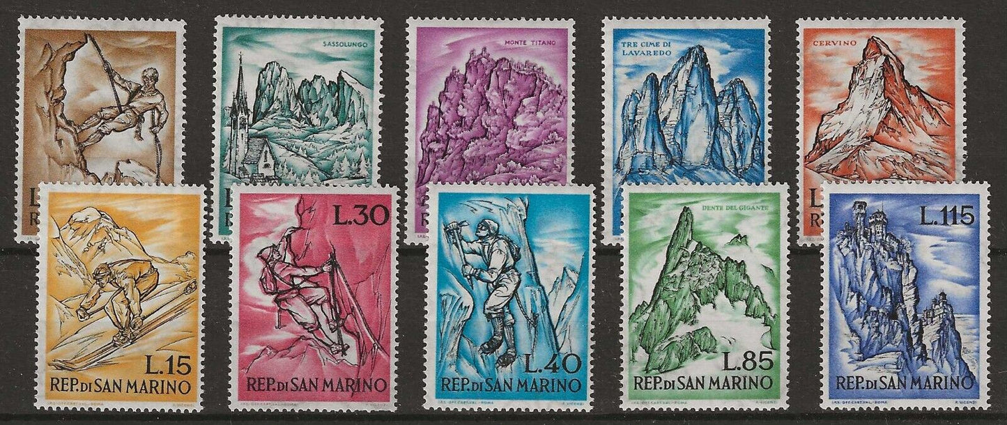 1962 Saint-Marin - Sports d'alpinisme série complète 10 timbres. MNH**