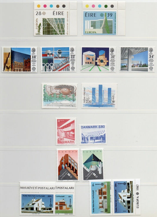 1989 - Europa CEPT - Architettura moderna, anno completo 35 paesi, 78 val. MNH**