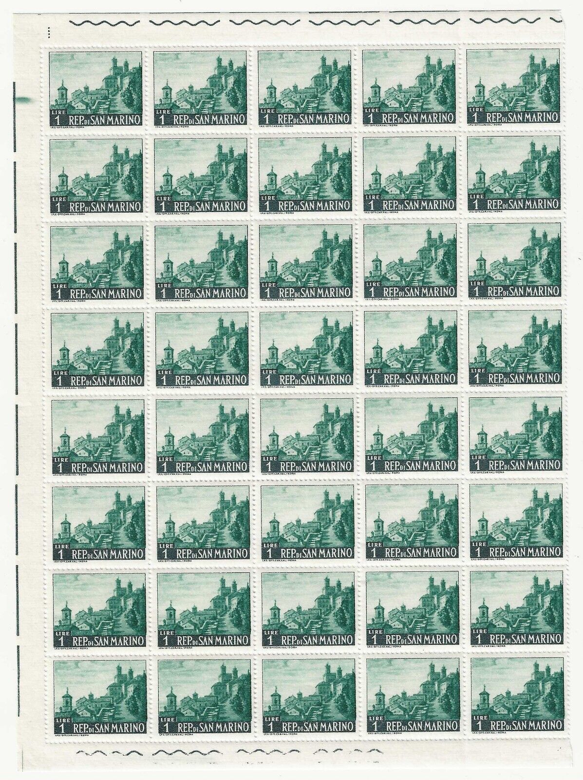 1960 San Marino - 1 L. of the "Vedute" series, sheet of 40 MNH values**