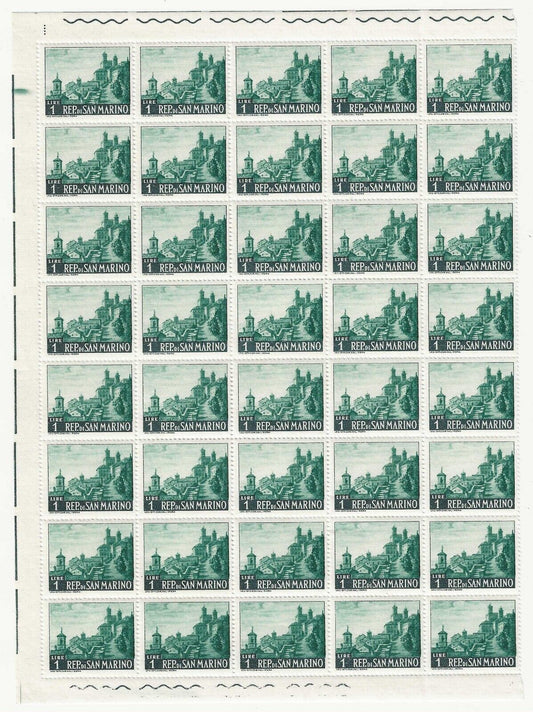 1960 Saint Marin - 1 L. de la série "Vedute", feuille de 40 valeurs MNH**