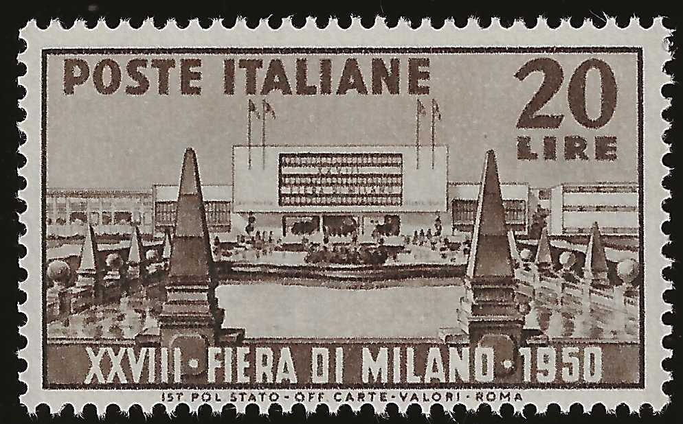 Repubblica italiana - 20 L. bruno 28° Fiera di Milano 1950 MNH**