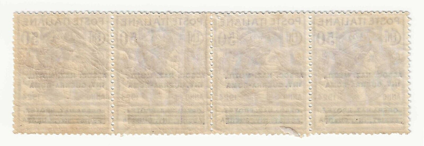 1924 Regno d'Italia - Enti Parastatali, striscia val. 50 cent. viola MNH**