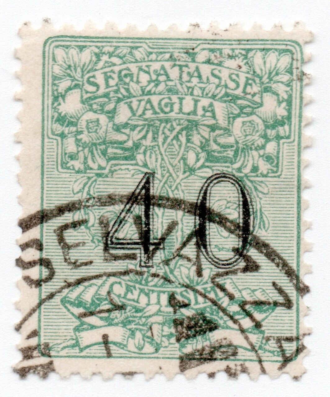 1924 - Royaume d'Italie - Affranchissement dû pour Vaglia, 40 c. vert d'occasion