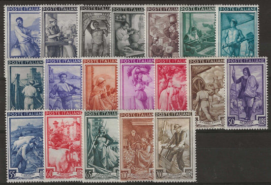 1950 Repubblica italiana - Serie completa "Italia al Lavoro" filigrana ruota MNH