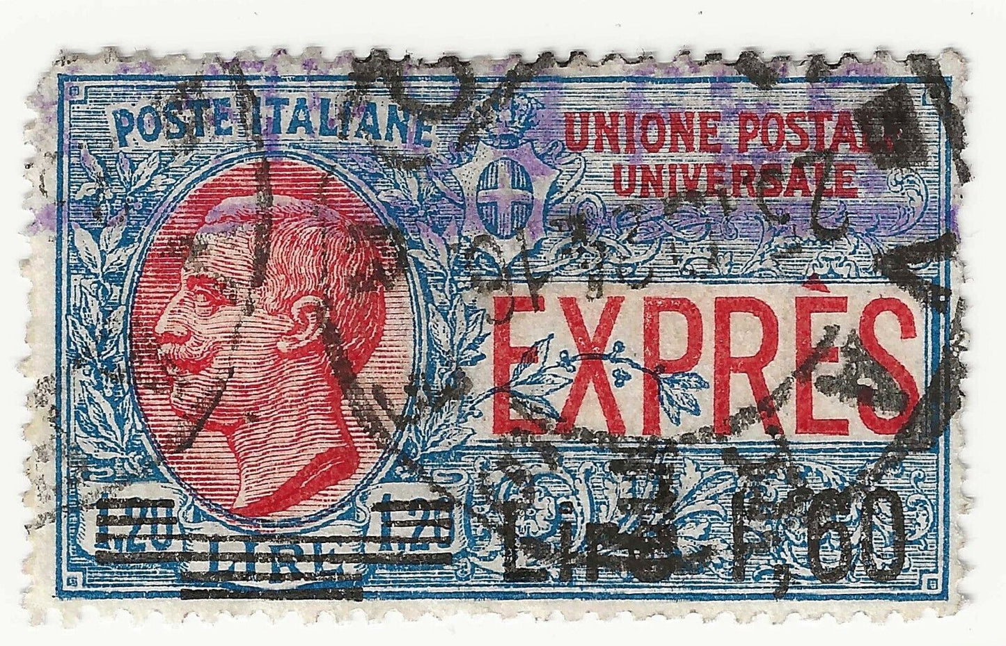 1924 Regno d'Italia - Espressi, 1,60 su 1,20 azzurro e rosso usato