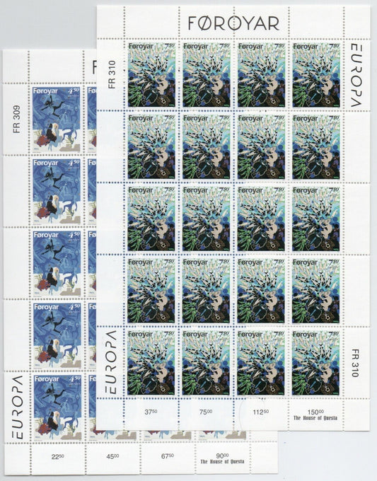 1997 - Europa CEPT (Faeroer) - Storie e leggende, 2 minifogli di 20 MNH**