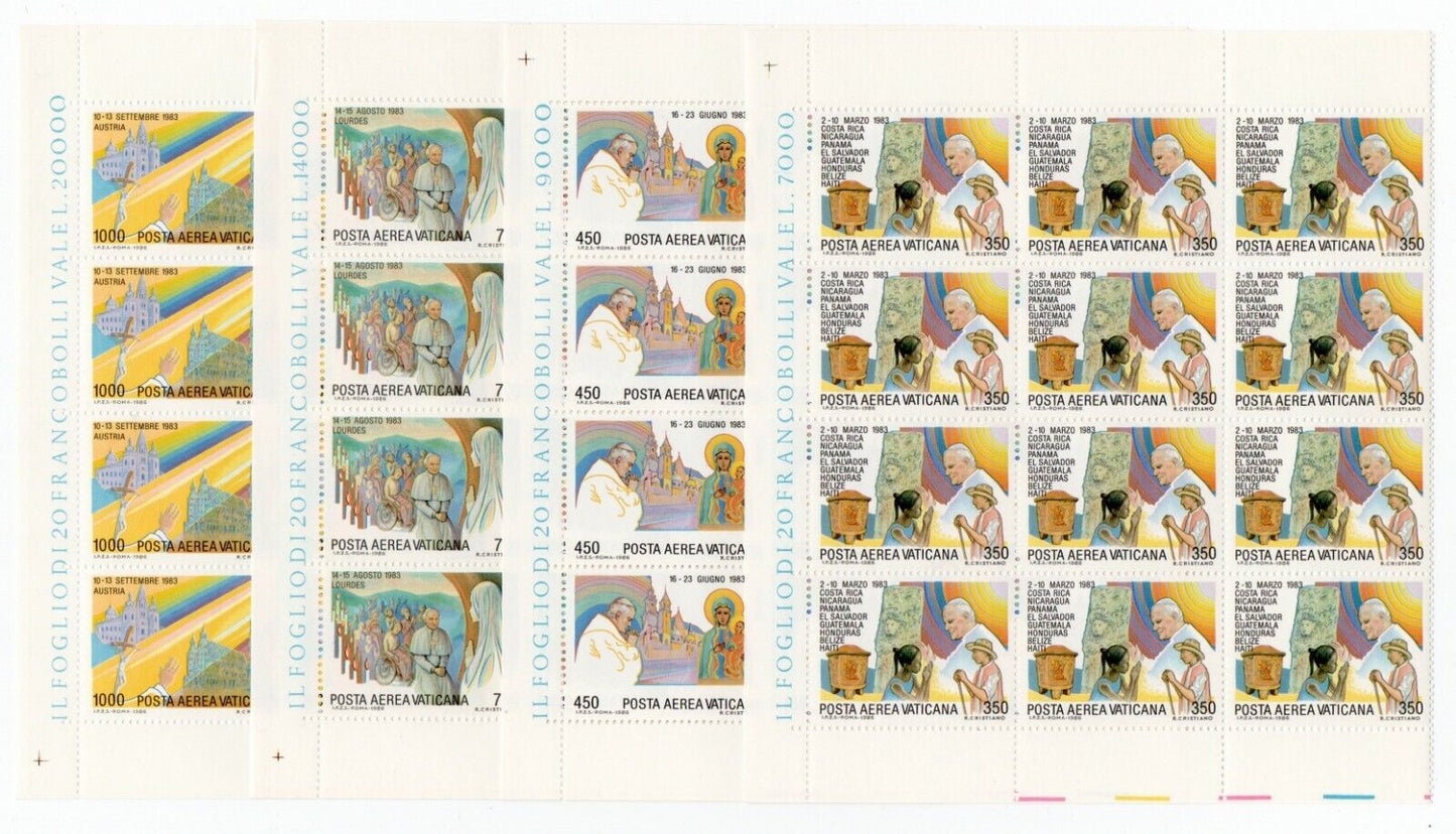 1986 - Città del Vaticano - Viaggi Giovanni Paolo II 83'-84', 7 blocchi MNH**