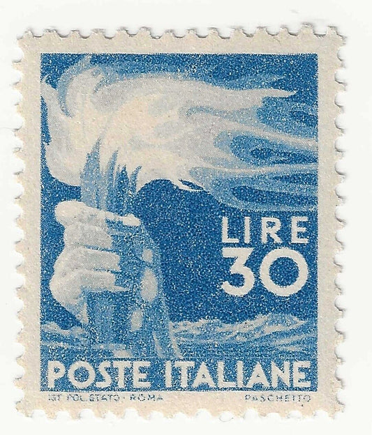 1945 Repubblica italiana - Democratica 30 l. ben centrato MLH*