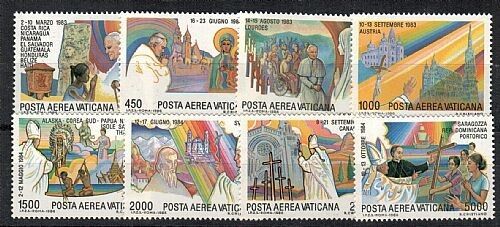 1980 Vaticano - Posta aerea i viaggi del Papa completa 8 valori MNH**