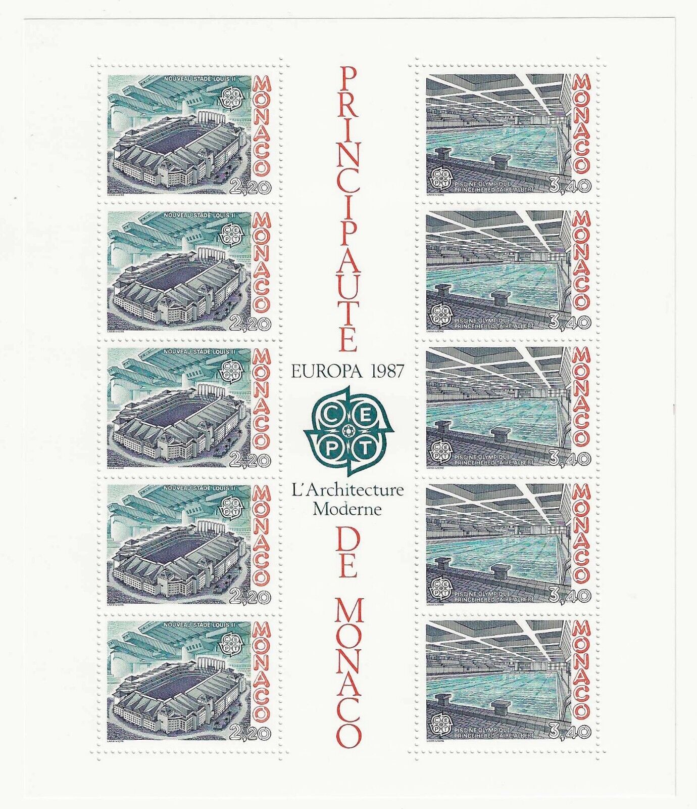 1987 - Europa CEPT (Monaco) - Architettura Moderna, foglietto MNH**