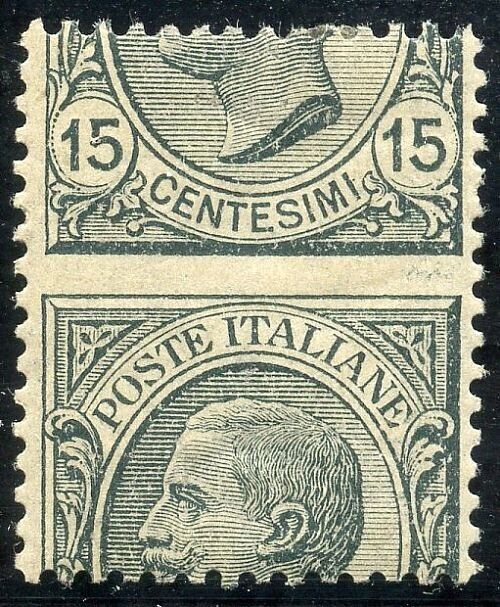 1917 Regno d'Italia - 15 c. Leoni dentellatura molto spostata in alto 8 mm MH*