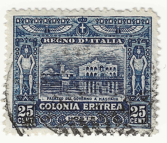 1910 Colonie Italiane (Eritrea) - 25 cent. azzurro Soggetti africani usato