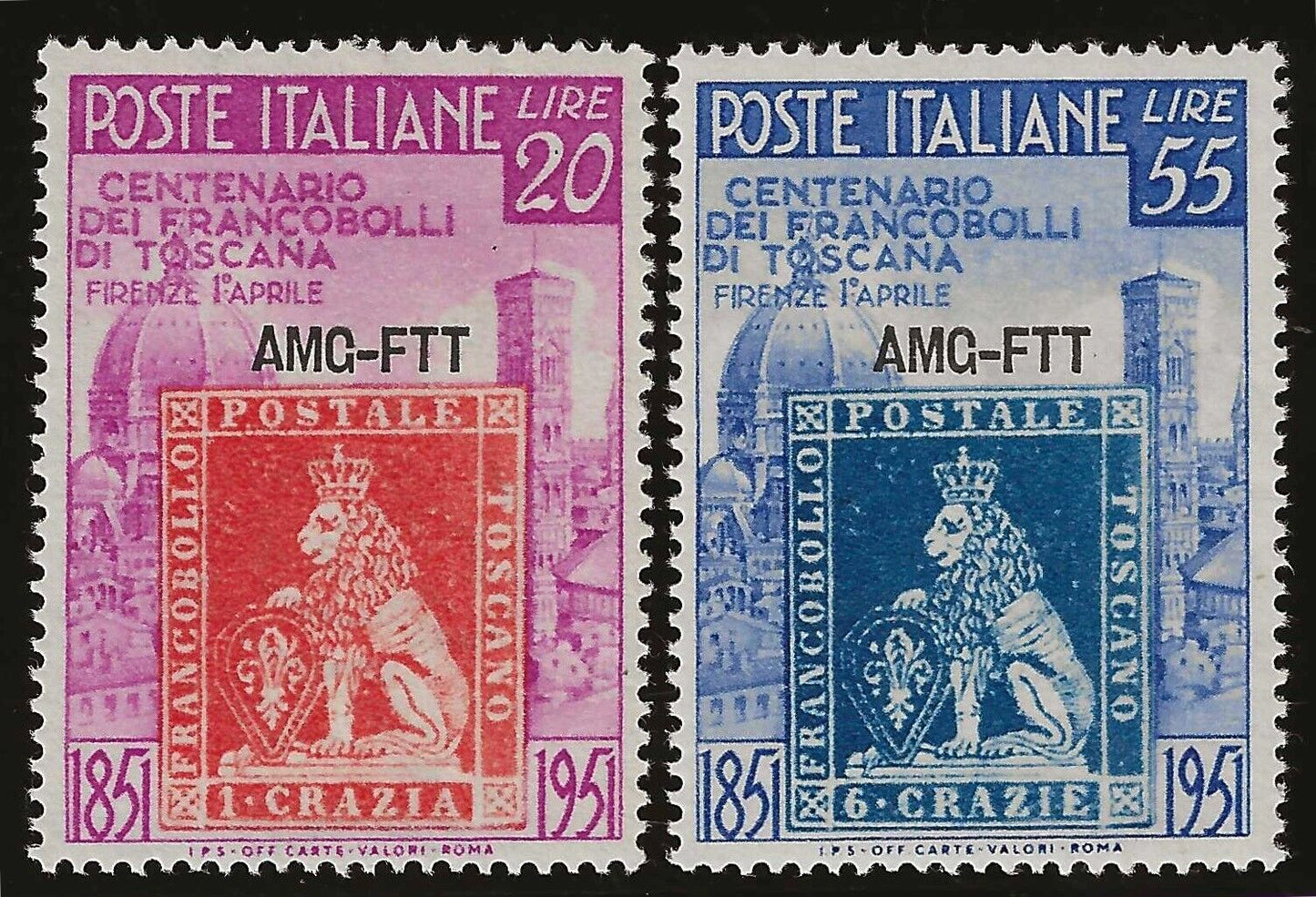 1951 Trieste A (AMG-FTT) - Centenario francobolli di Toscana MH*