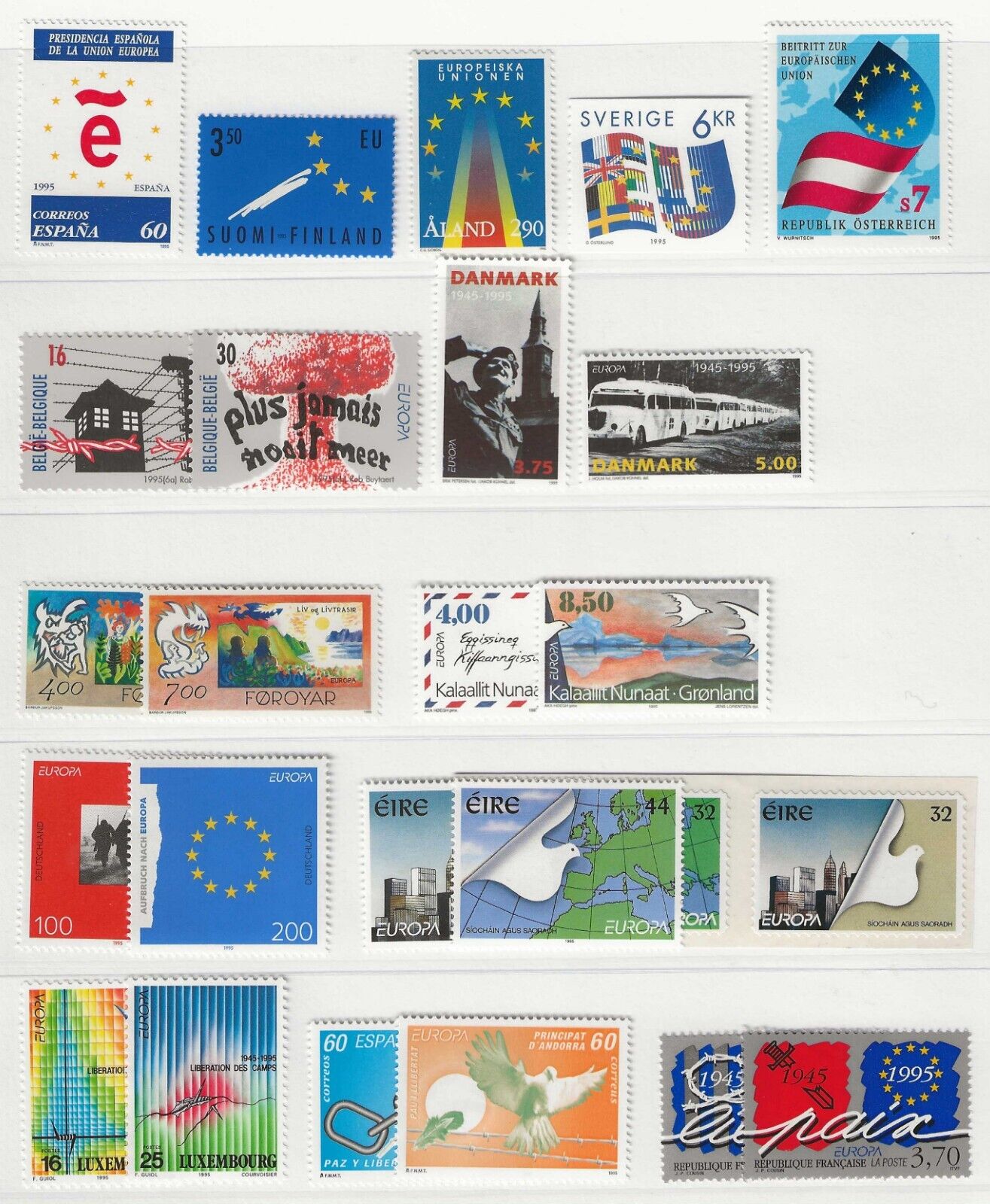 1995 Europa CEPT - Anno completo "Pace e Libertà", 56 paesi MNH**