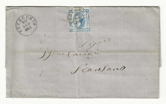 Kingdom - 15 c 1863 (I type) on fold for Scansano with cancellation Fucecchio 25 AUG 63