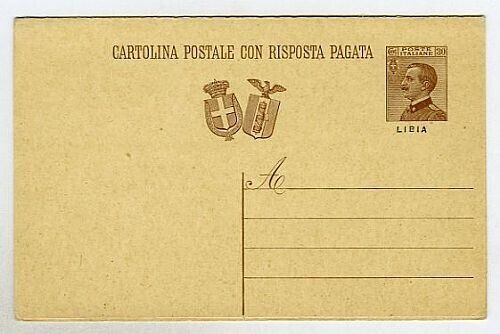 1930 Colonie (Libia) - 30 + 30 c. Cartolina Postale Stemmi Michetti nuova