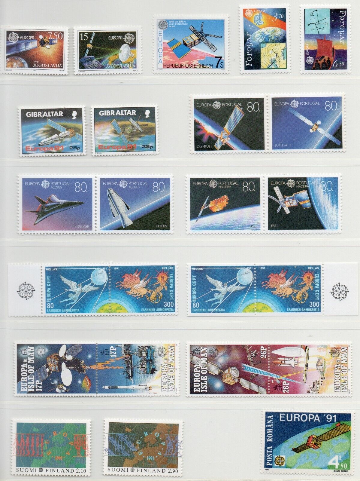 1991 - Europa CEPT (COMPLETO) - Europa spaziale, 40 paesi 82 v. 2 BF MNH