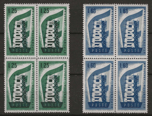 1956 Repubblica - Serie "Europa Unita" in quartine MNH**