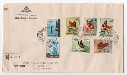 1963 Saint-Marin - Foire de Sn Marino + Enveloppe FDC Papillons 31.08.1963