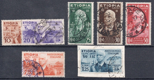 1936 - Colonie italiane (Etiopia) - Effigie di V. E. III, serie 7 val. usati