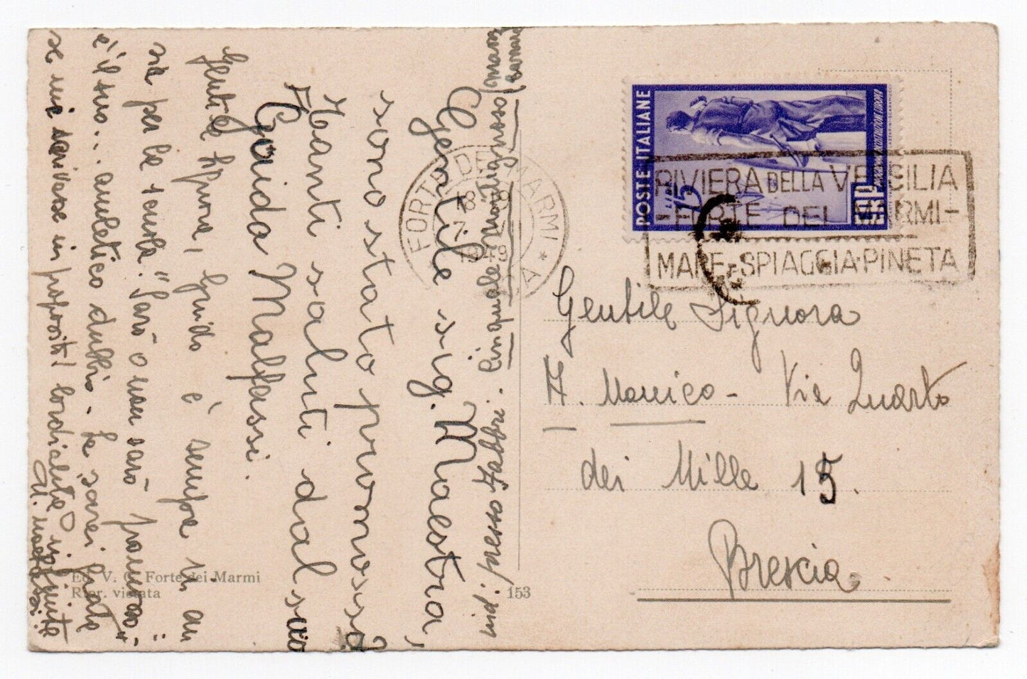 Repubblica - 15 L. violette Reconstruction de l'Europe isolée sur carte postale