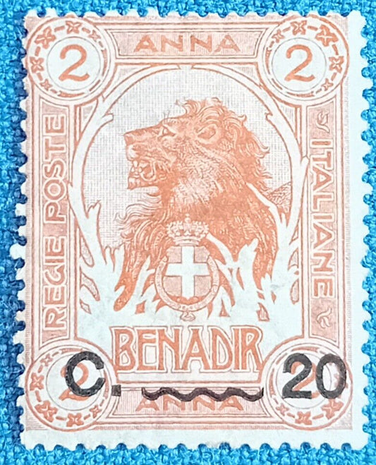 1916 Colonie (Somalia) - 20 cent. su 2 anna Leone bruno MH*