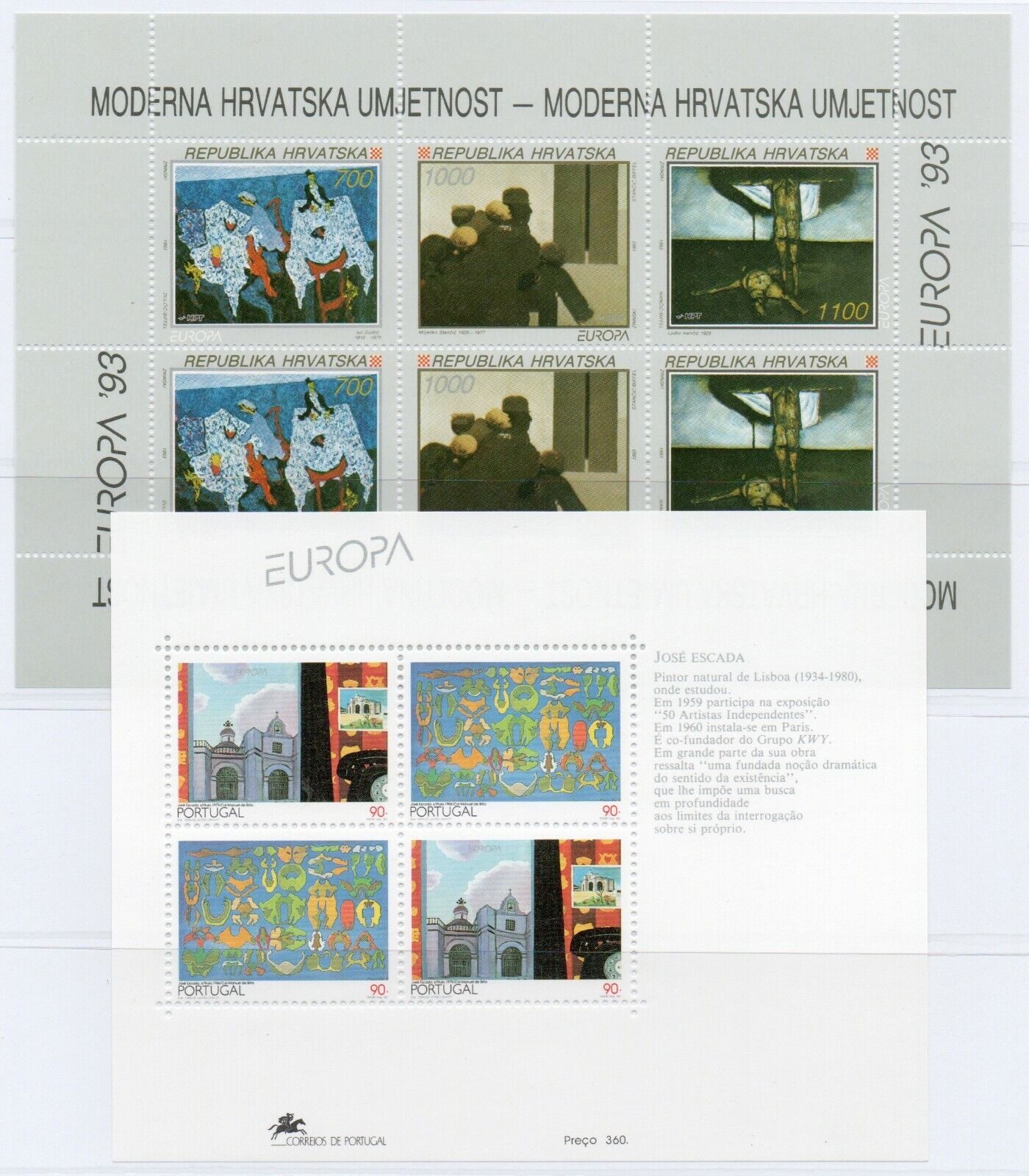 1993 - Europa CEPT (Anno completo) - Arte contemporanea 44 paesi, 86 v.10 BF MNH