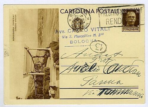 1933 Regno d'Italia - Cartolina Postale serie Turistica 30 c. Bordighera usata