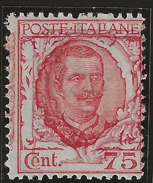 1926 Regno d'Italia - 75 cent. carminio Floreale con ornato spostato MH*