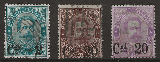 1890 Regno d'Italia - Francobolli del '79 soprastampati, 3 val. usati