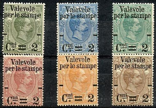 1890 Regno d'Italia - Serie completa Valevoli per le Stampe molto freschi MNH**