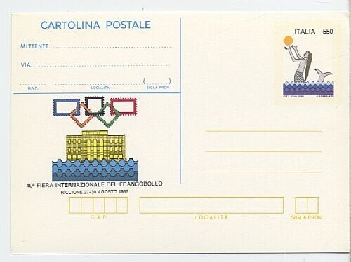 1988 Repubblica - Cartolina postale 550 L. Riccione '88 nuova